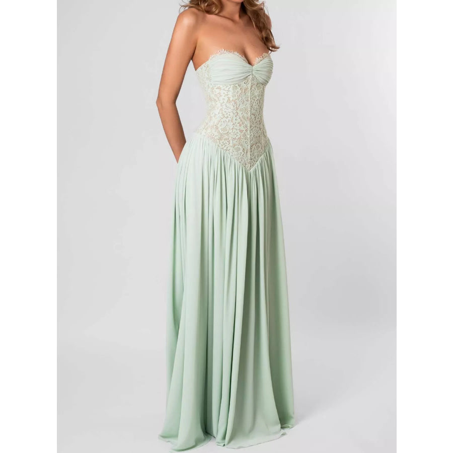 Lace Corset Halter Neck Maxi Dress Apparel and Accessories