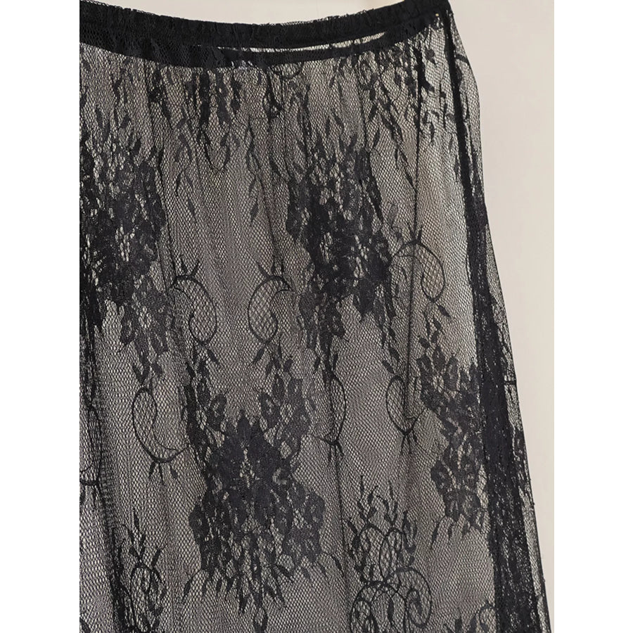 Lace Corset Mini Dress Set with Sheer Overlay Apparel and Accessories
