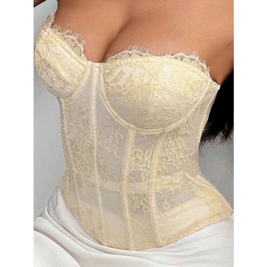 Lace Corset Tube Top Yellow / XS Apparel and Accessories
