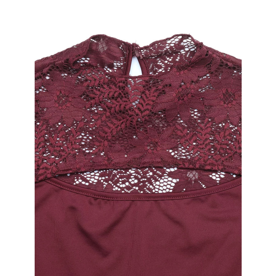 Lace Cut-out Flare Sleeve Bodysuit Apparel and Accessories