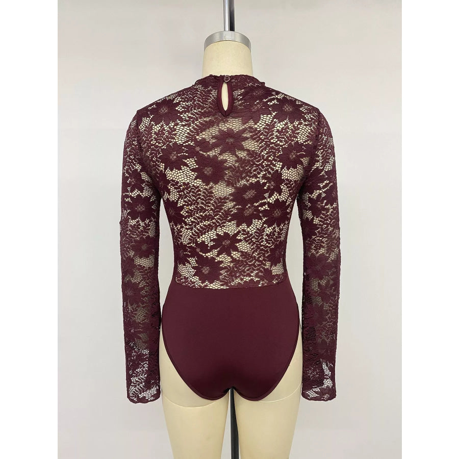 Lace Cut-out Flare Sleeve Bodysuit Apparel and Accessories