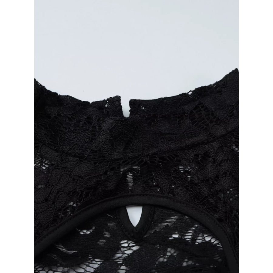 Lace Cut-out Long Sleeve Mini Dress Apparel and Accessories