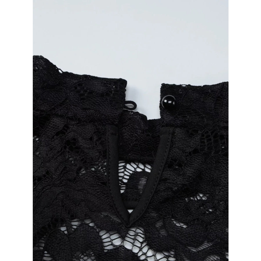 Lace Cut-out Long Sleeve Mini Dress Apparel and Accessories