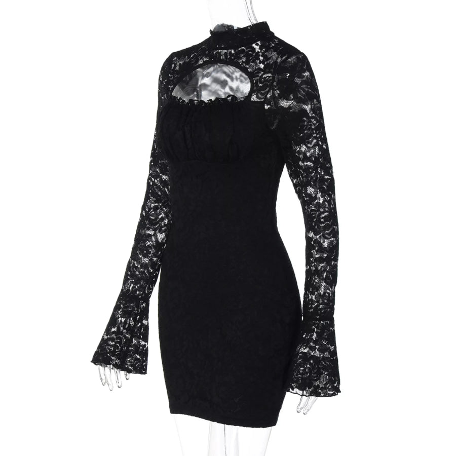 Lace Cut-out Long Sleeve Mini Dress Apparel and Accessories