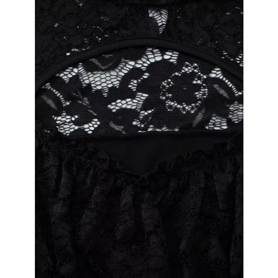Lace Cut-out Long Sleeve Mini Dress Apparel and Accessories