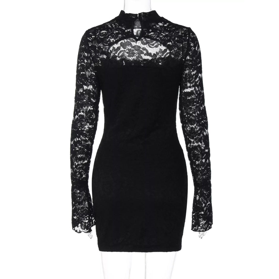 Lace Cut-out Long Sleeve Mini Dress Apparel and Accessories