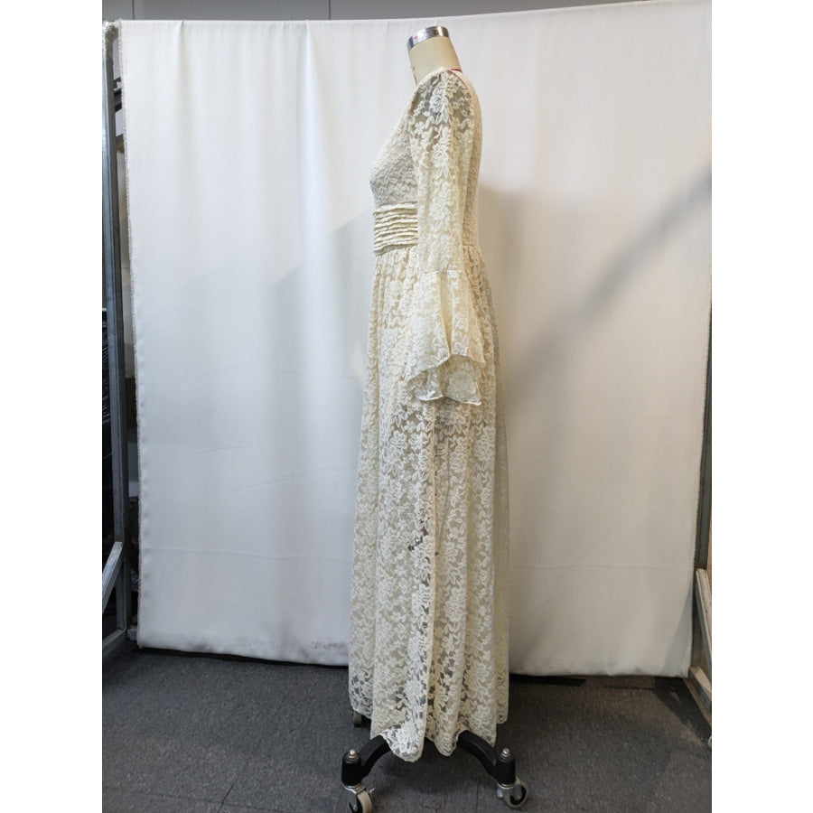 Lace Deep V-Neck Maxi Dress Apparel and Accessories
