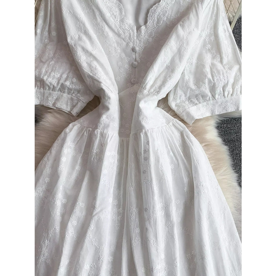 Lace Detail A-Line Midi Dress Apparel and Accessories