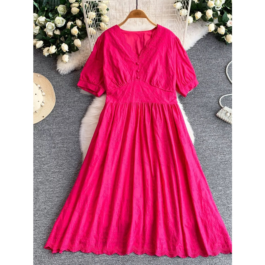 Lace Detail A-Line Midi Dress Apparel and Accessories