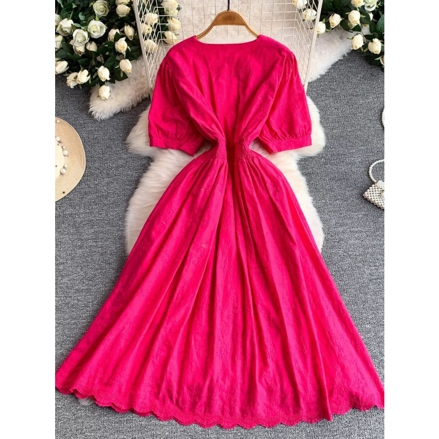 Lace Detail A-Line Midi Dress Apparel and Accessories