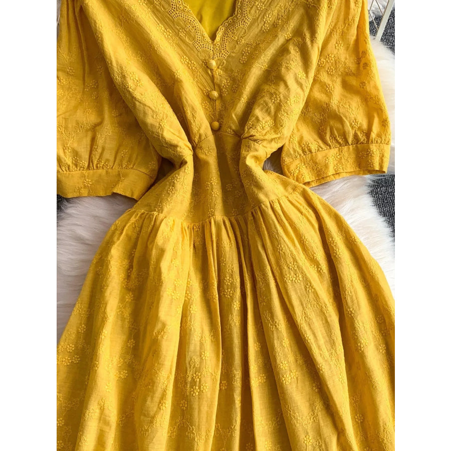 Lace Detail A-Line Midi Dress Apparel and Accessories