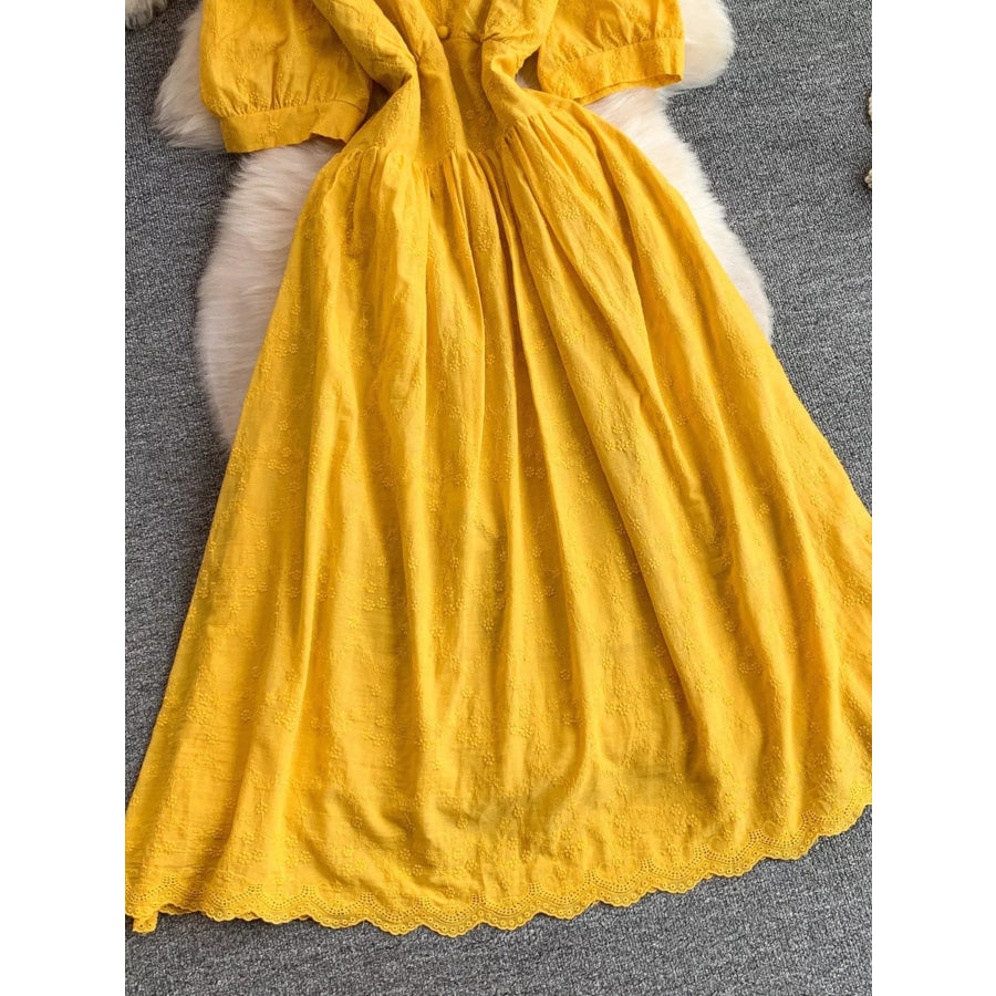 Lace Detail A-Line Midi Dress Apparel and Accessories
