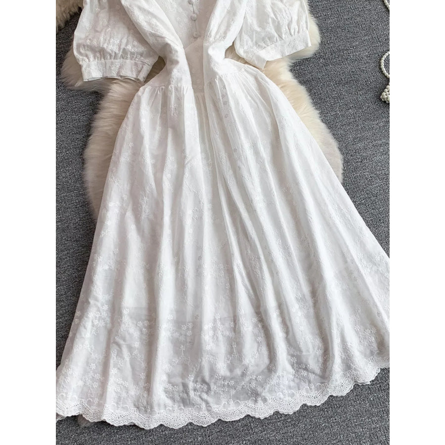 Lace Detail A-Line Midi Dress Apparel and Accessories