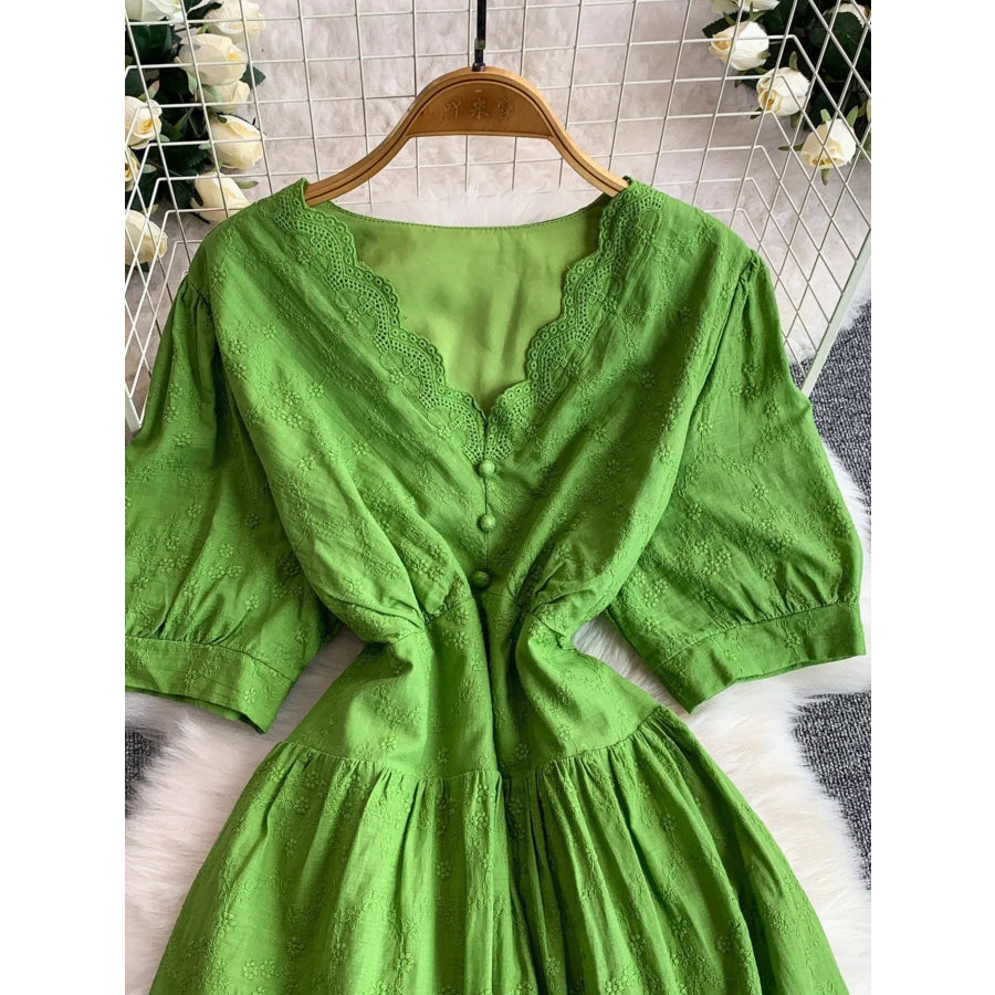 Lace Detail A-Line Midi Dress Apparel and Accessories
