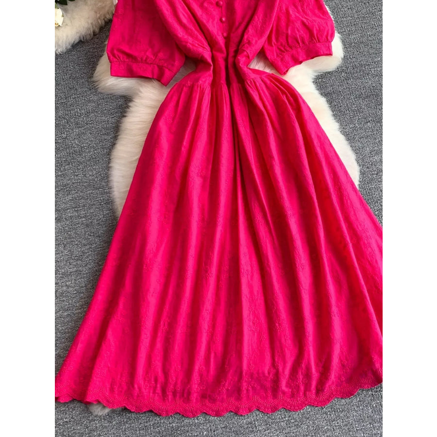 Lace Detail A-Line Midi Dress Apparel and Accessories