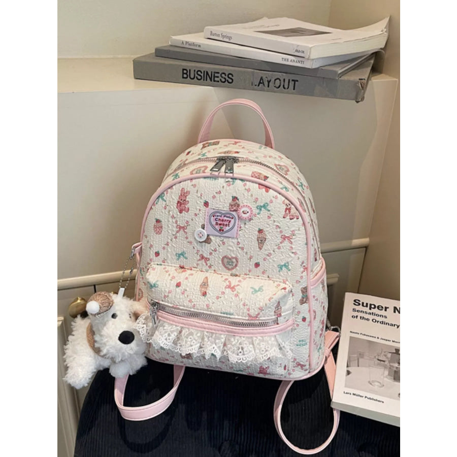 Lace Detail Backpack Bag Blush Pink / One Size Apparel and Accessories
