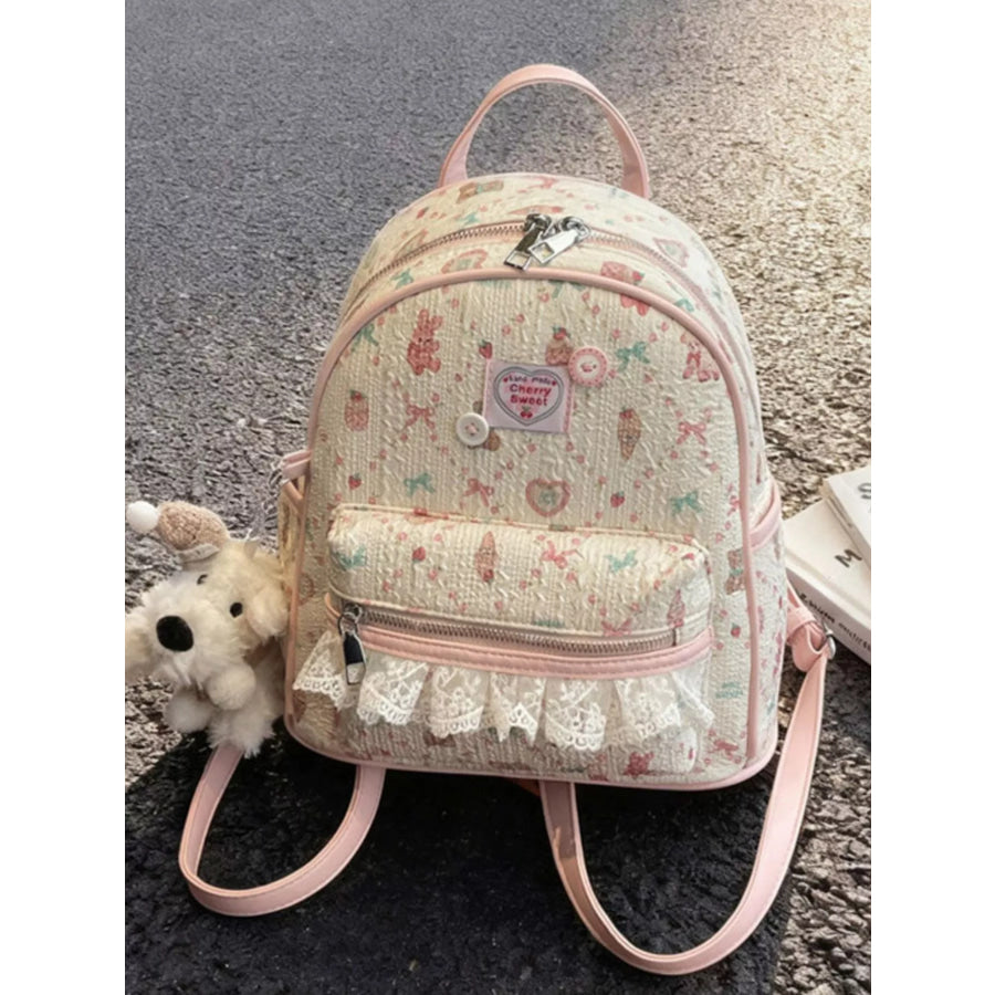 Lace Detail Backpack Bag Blush Pink / One Size Apparel and Accessories