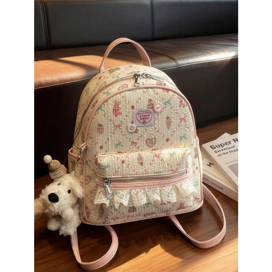 Lace Detail Backpack Bag Blush Pink / One Size Apparel and Accessories
