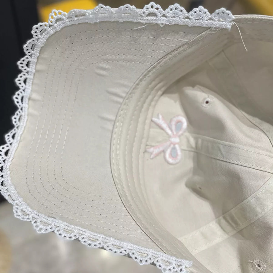 Lace Detail Bow Baseball Cap Apparel and Accessories