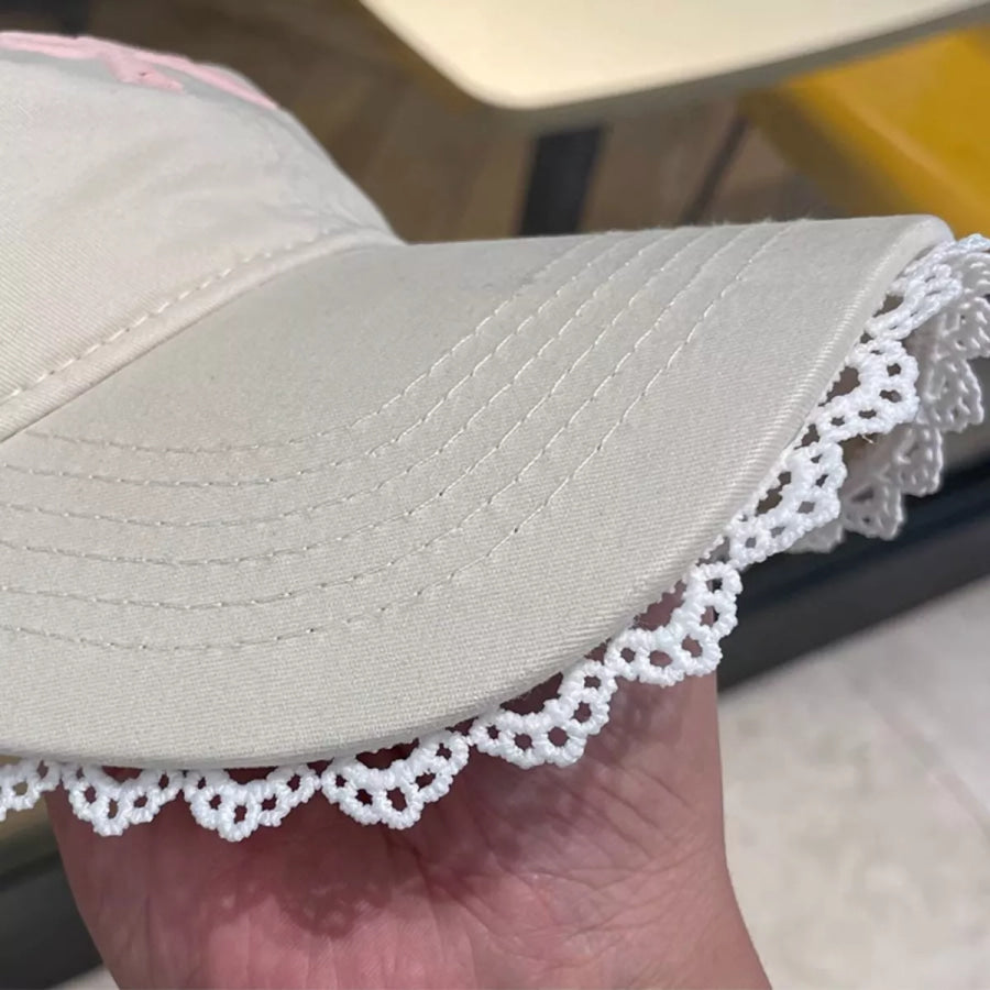 Lace Detail Bow Baseball Cap Apparel and Accessories