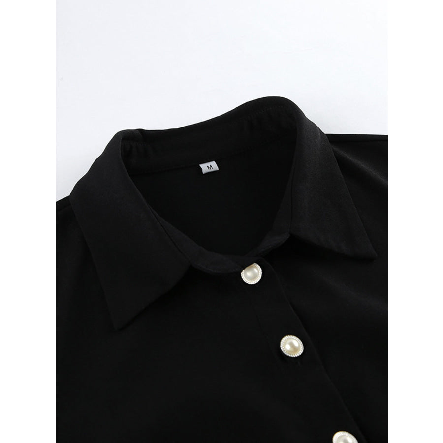 Lace Detail Button Front Long Sleeve Dress Apparel and Accessories