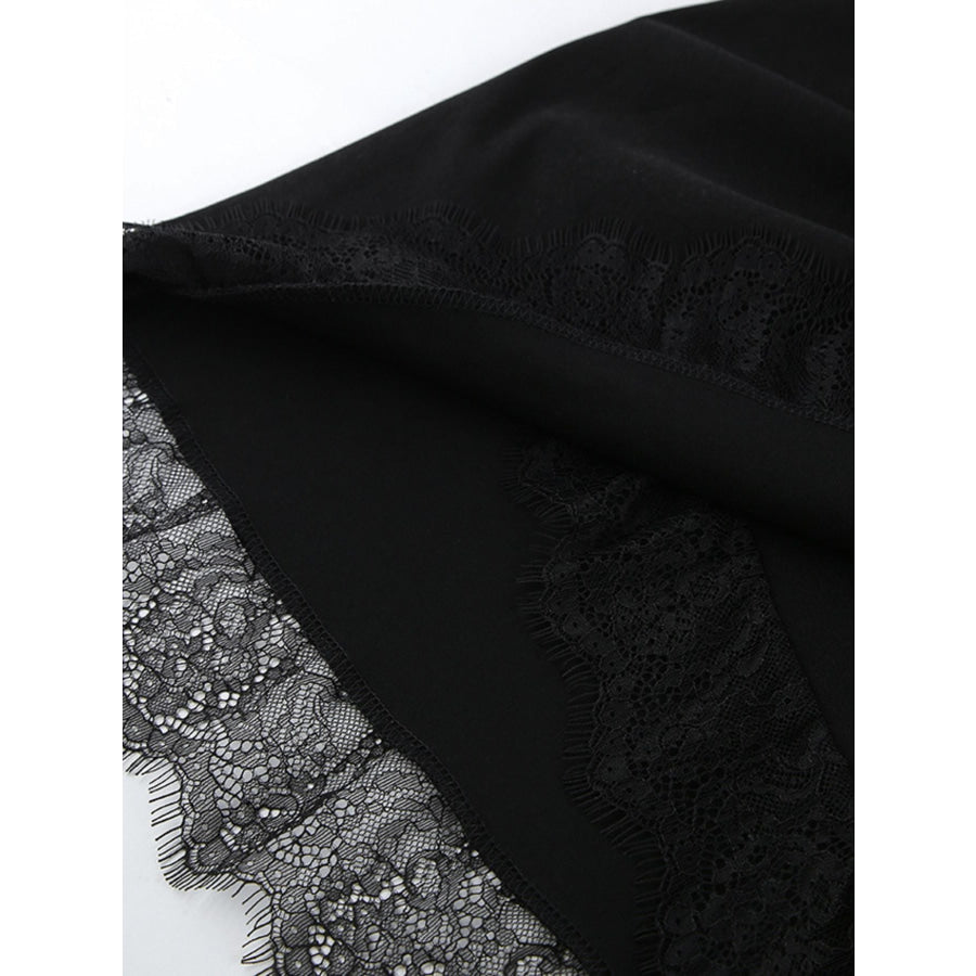 Lace Detail Button Front Long Sleeve Dress Apparel and Accessories