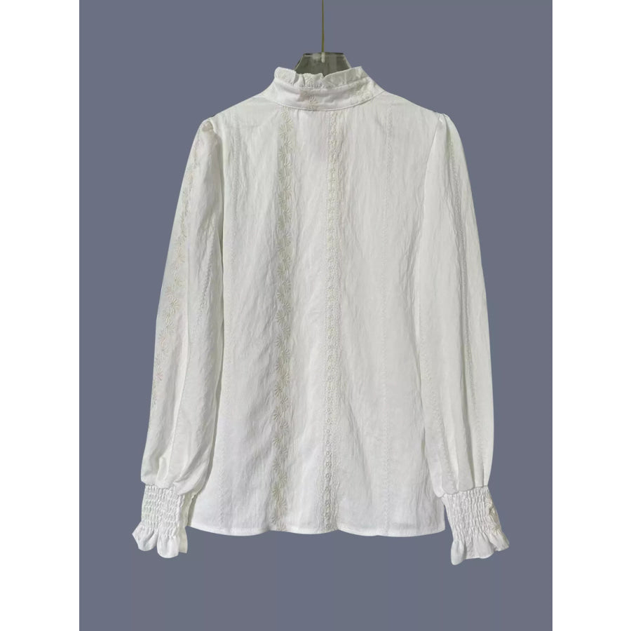 Lace Detail Button Up Shirt Apparel and Accessories