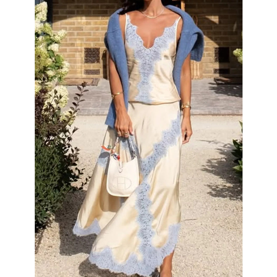 Lace Detail Cami and Skirt Set Apparel and Accessories