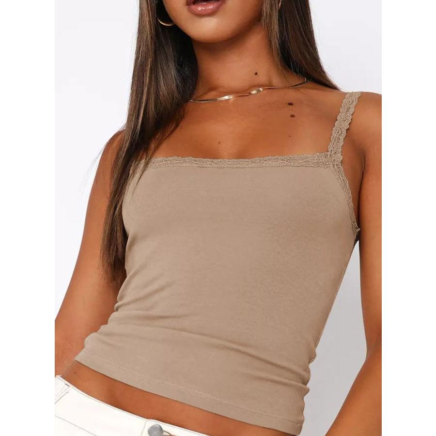 Lace Detail Cami Top Apricot / S Apparel and Accessories