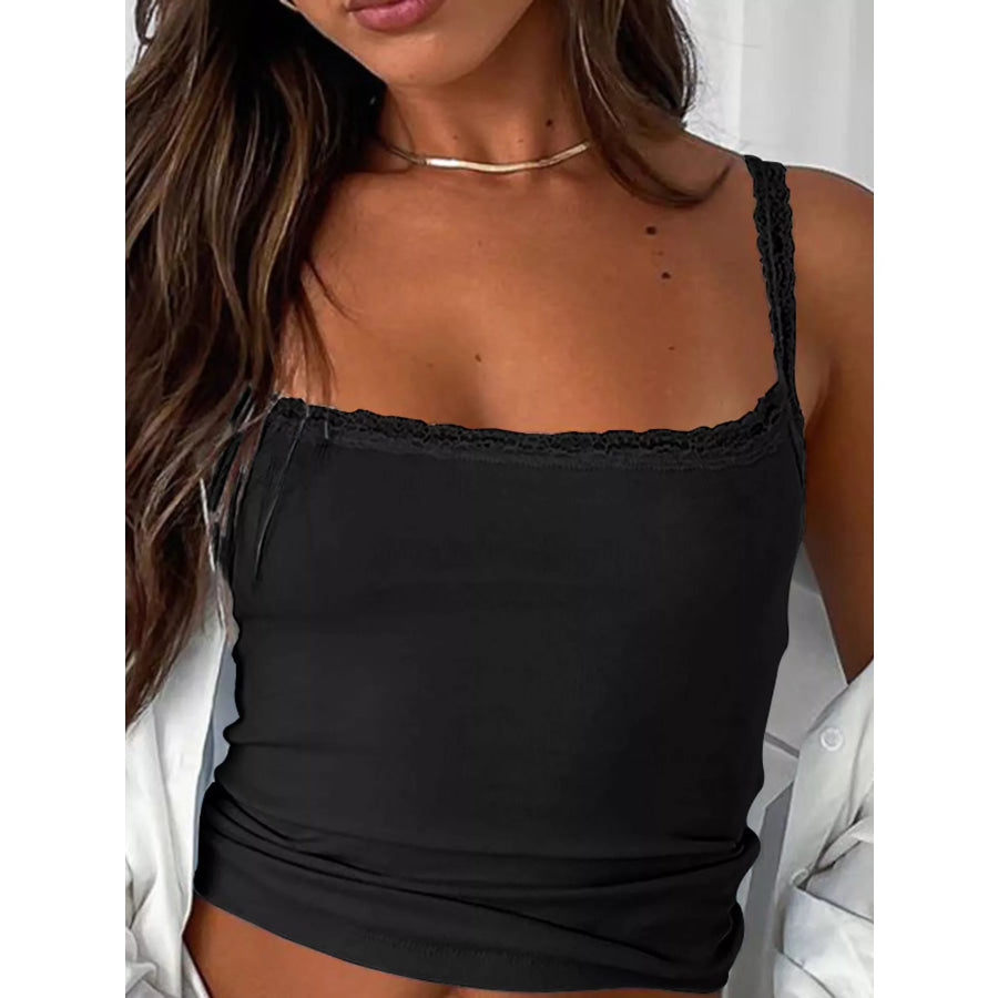 Lace Detail Cami Top Black / S Apparel and Accessories