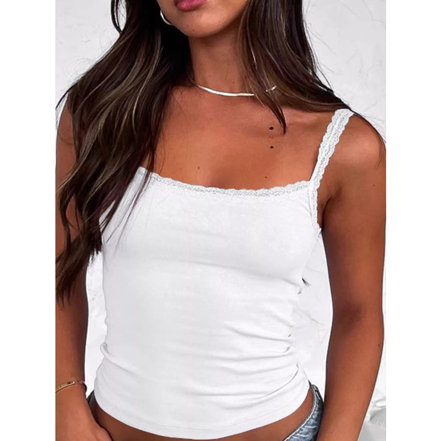 Lace Detail Cami Top White / S Apparel and Accessories