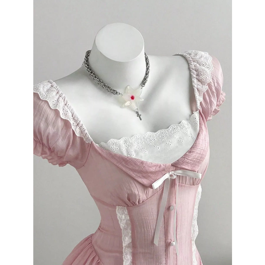 Lace Detail Cap Sleeve Dress Apparel and Accessories
