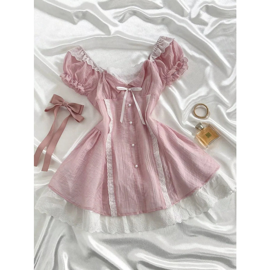Lace Detail Cap Sleeve Dress Apparel and Accessories