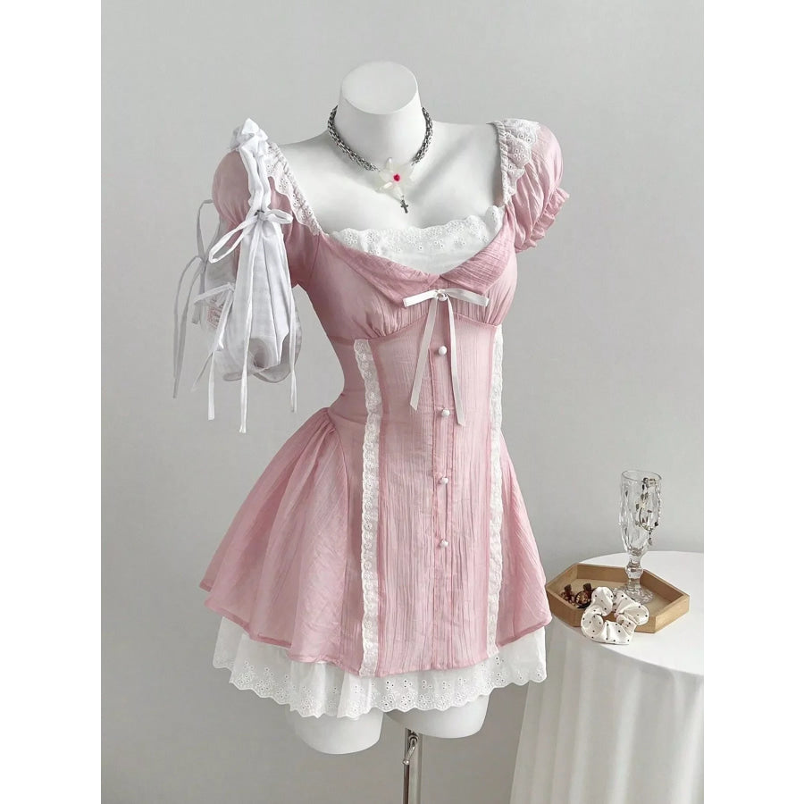 Lace Detail Cap Sleeve Dress Apparel and Accessories