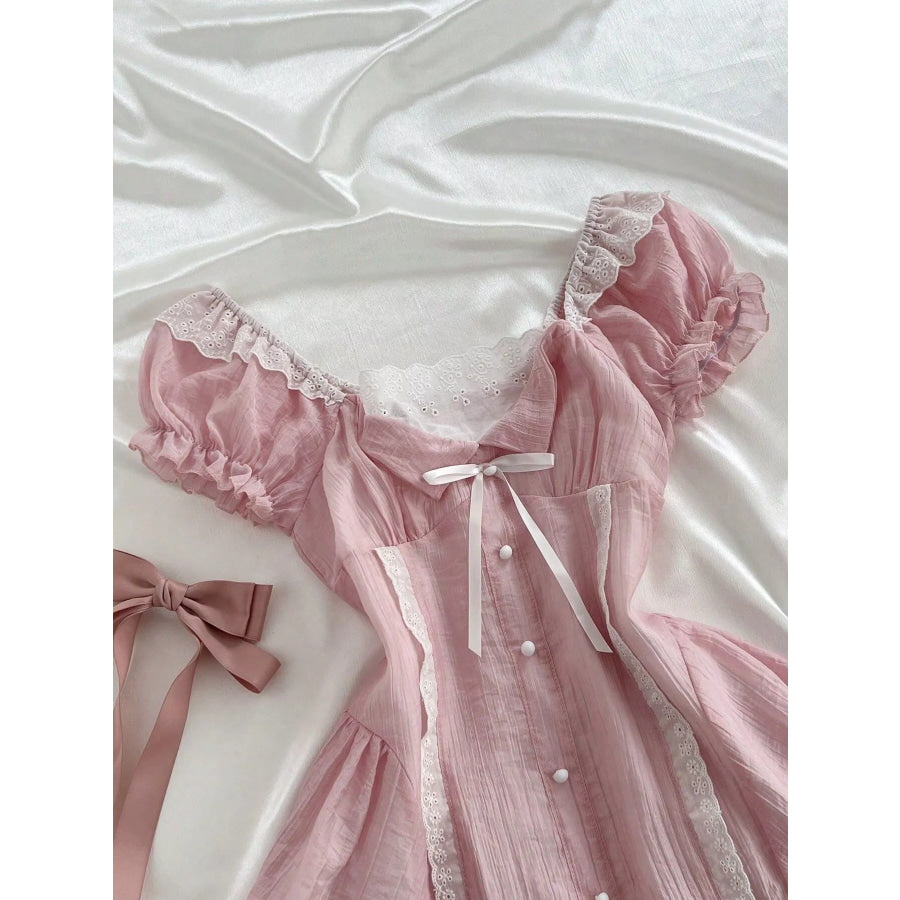 Lace Detail Cap Sleeve Dress Apparel and Accessories