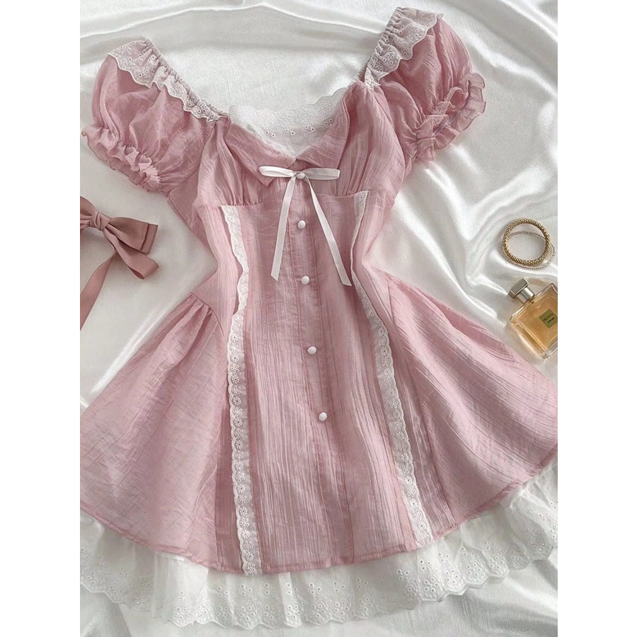 Lace Detail Cap Sleeve Dress Apparel and Accessories