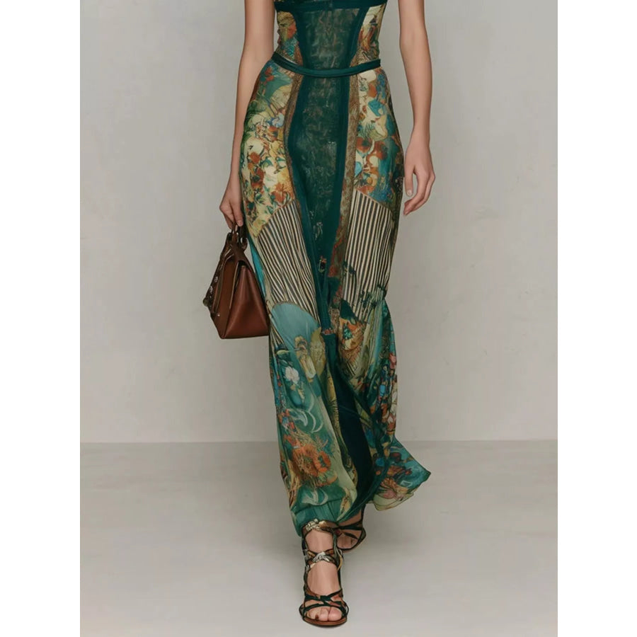 Lace Detail Cap Sleeve Maxi Dress Apparel and Accessories