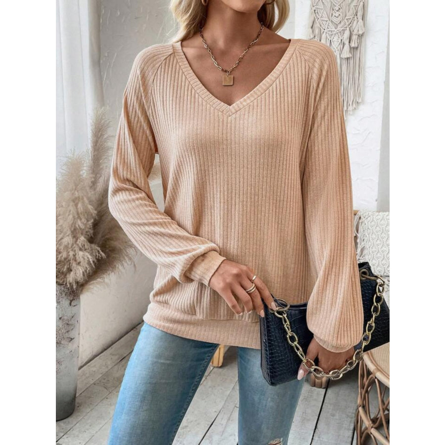 Lace Detail Cutout V-Neck Long Sleeve T-Shirt Apparel and Accessories