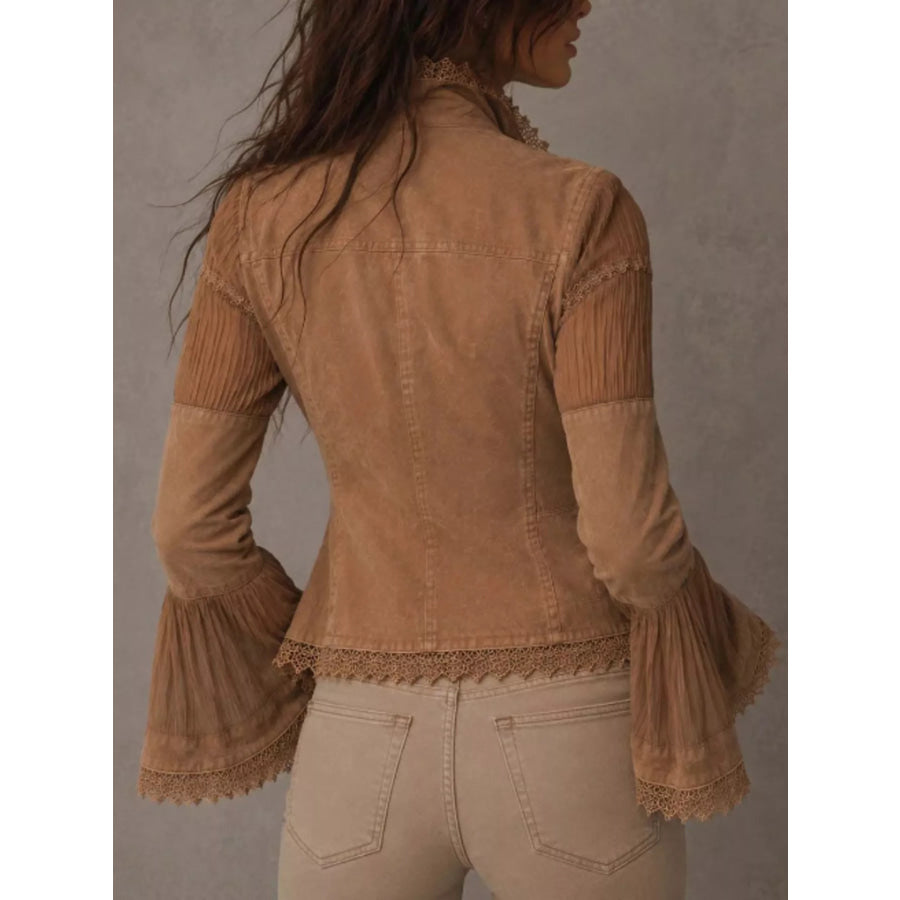 Lace Detail Flare Sleeve Jacket Apparel and Accessories