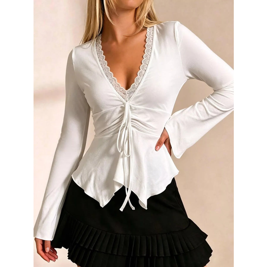 Lace Detail Flare Sleeve T-Shirt Apparel and Accessories