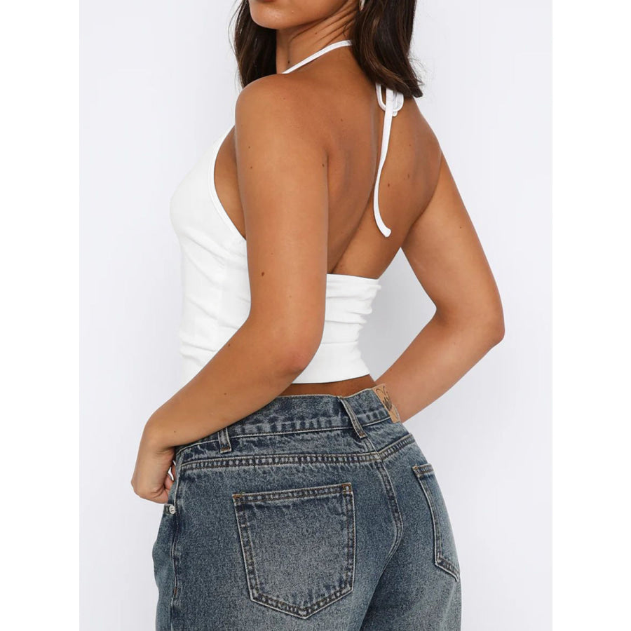 Lace Detail Halter Neck Cami Apparel and Accessories