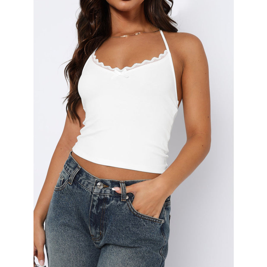 Lace Detail Halter Neck Cami Apparel and Accessories