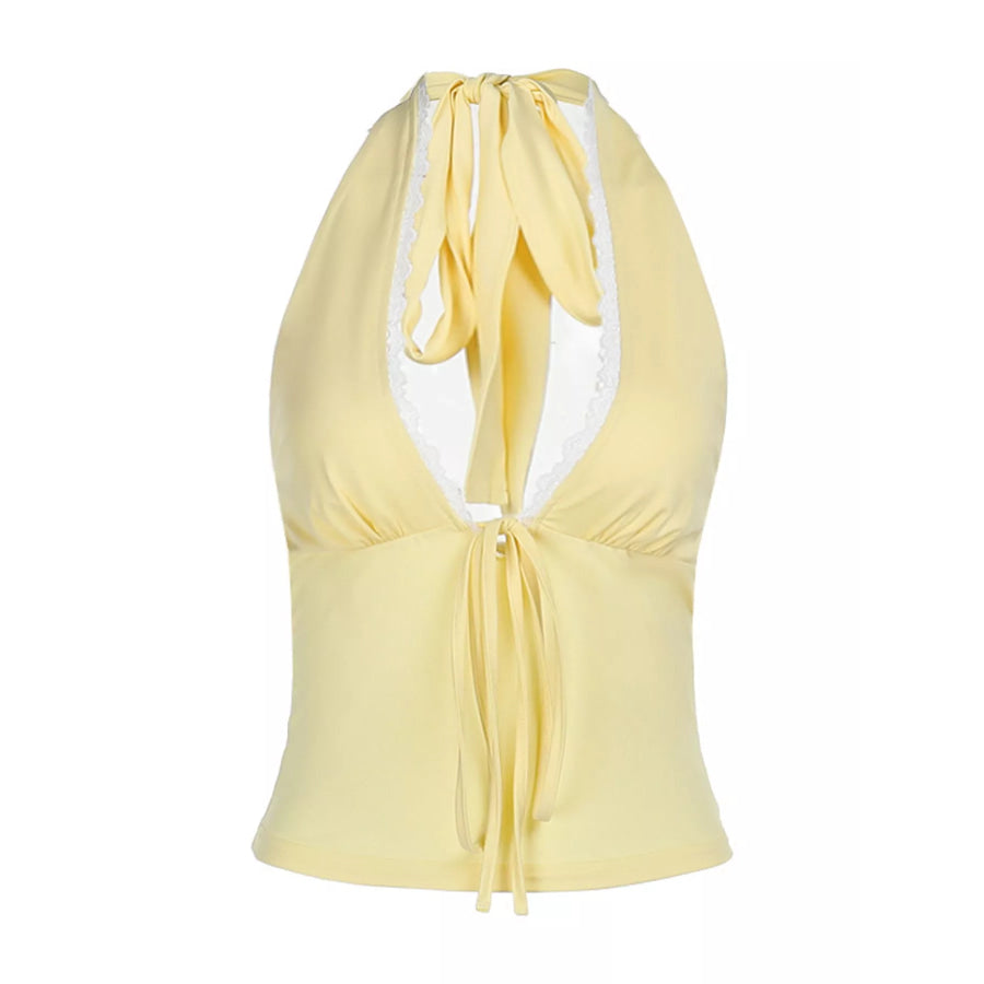Lace Detail Halter Neck Cami Apparel and Accessories