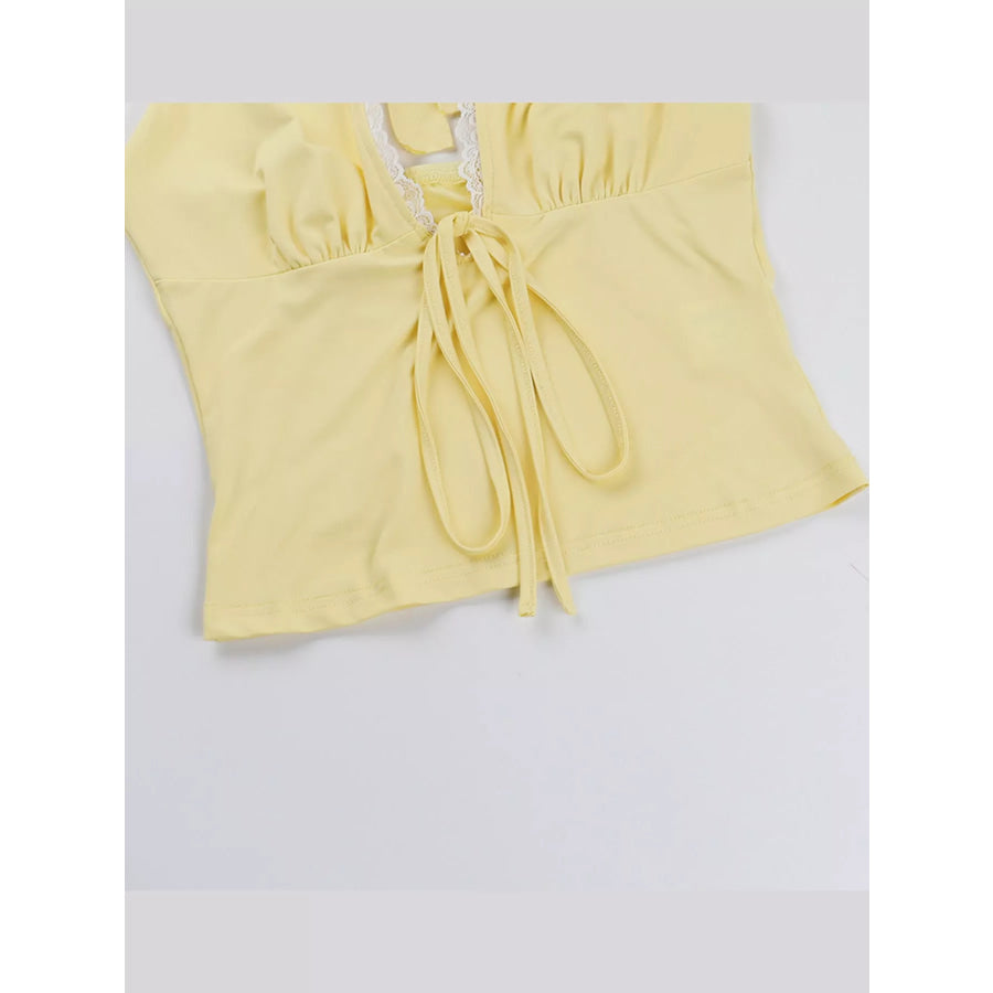 Lace Detail Halter Neck Cami Apparel and Accessories