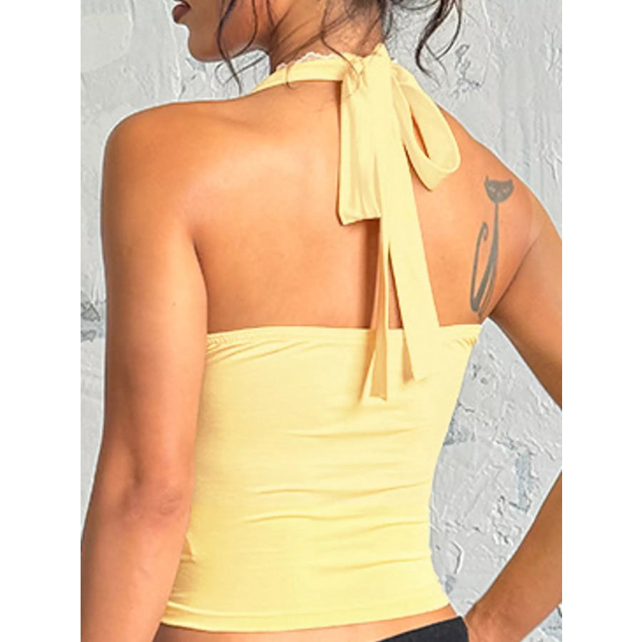 Lace Detail Halter Neck Cami Apparel and Accessories