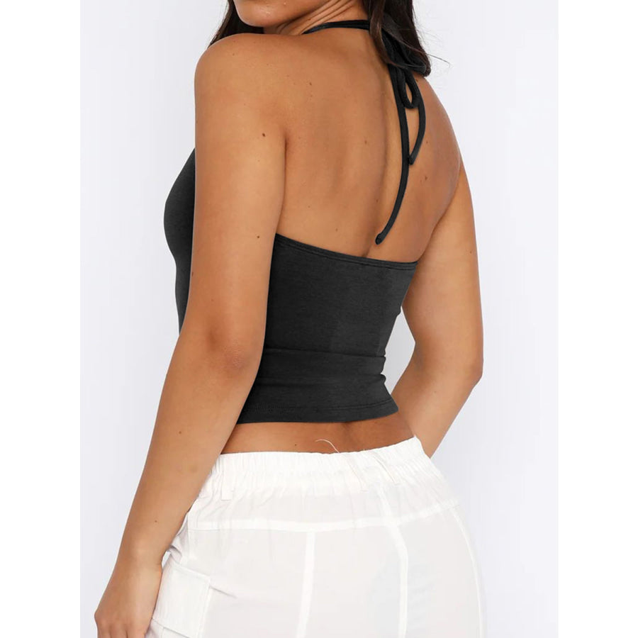 Lace Detail Halter Neck Cami Apparel and Accessories