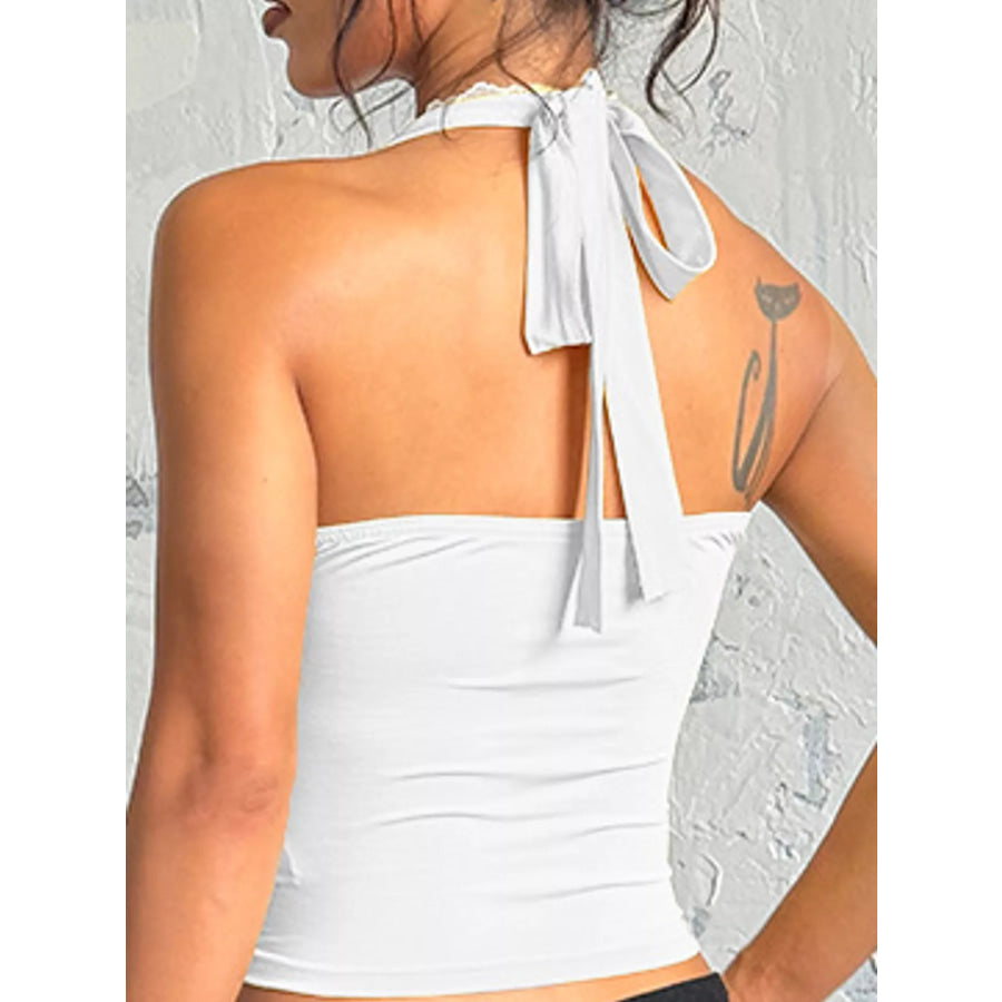 Lace Detail Halter Neck Cami Apparel and Accessories