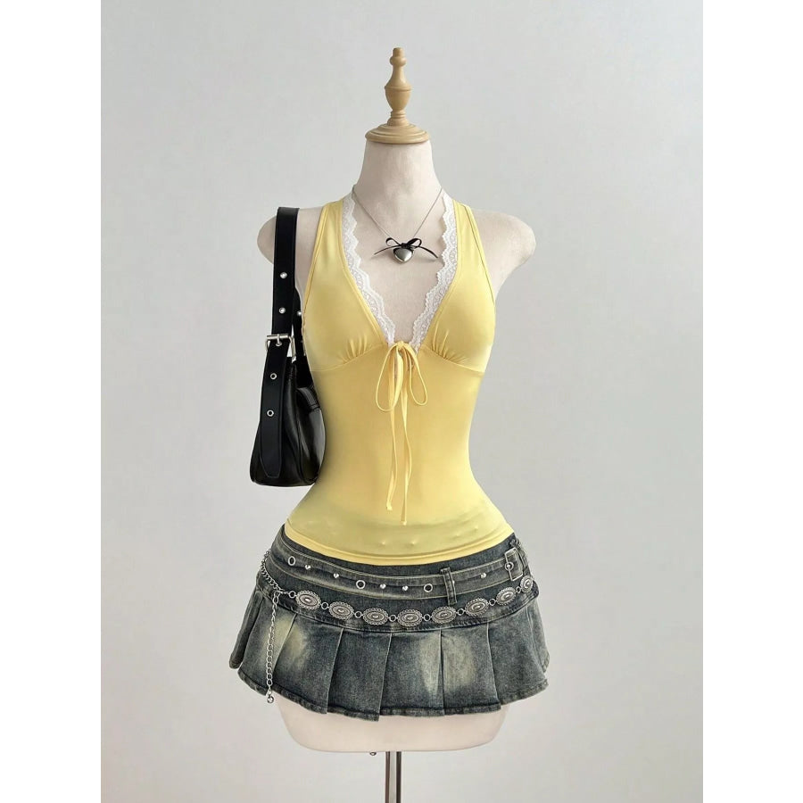 Lace Detail Halter Neck Cami Apparel and Accessories