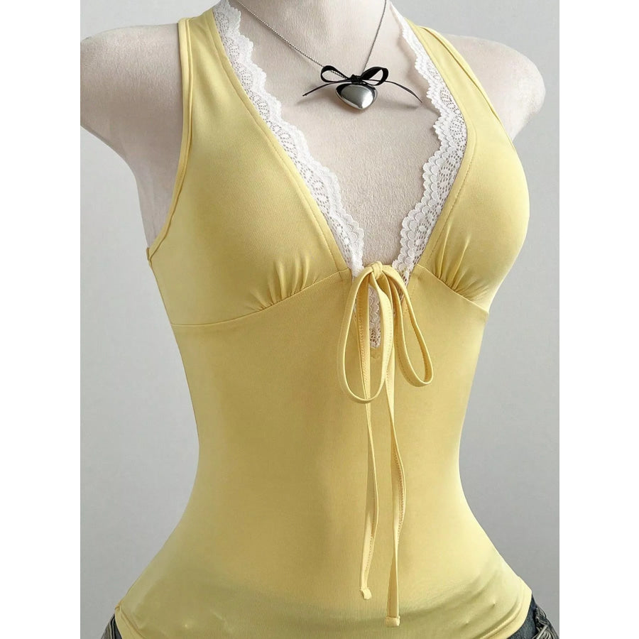 Lace Detail Halter Neck Cami Apparel and Accessories