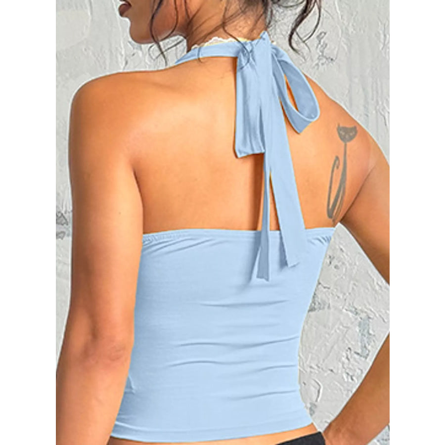 Lace Detail Halter Neck Cami Apparel and Accessories